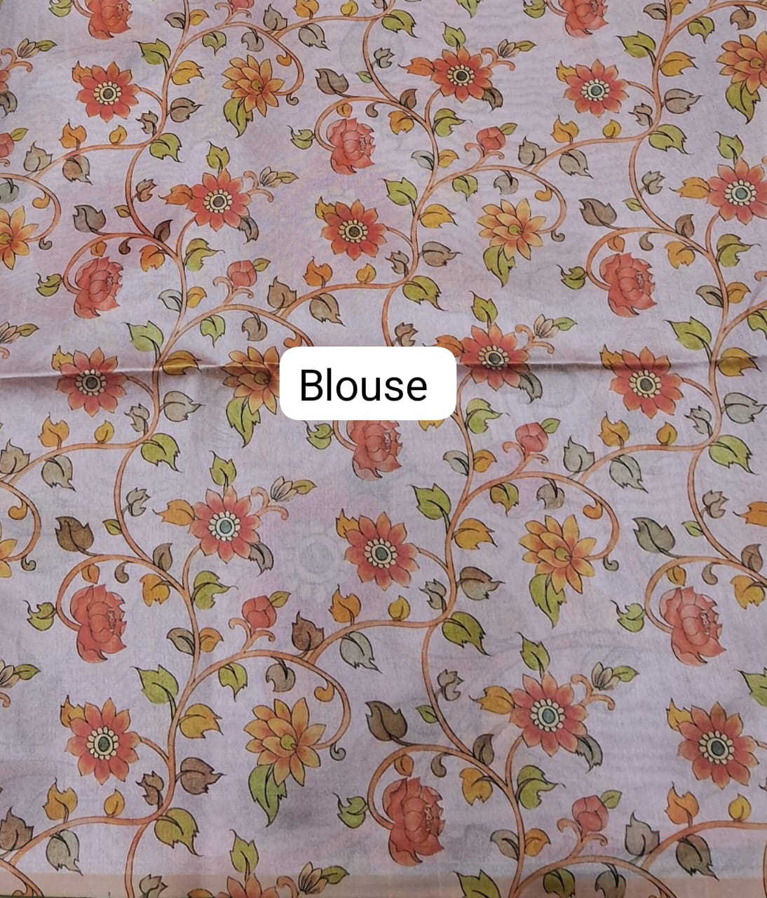 Blue and White Semi Tussar Saree Blouse