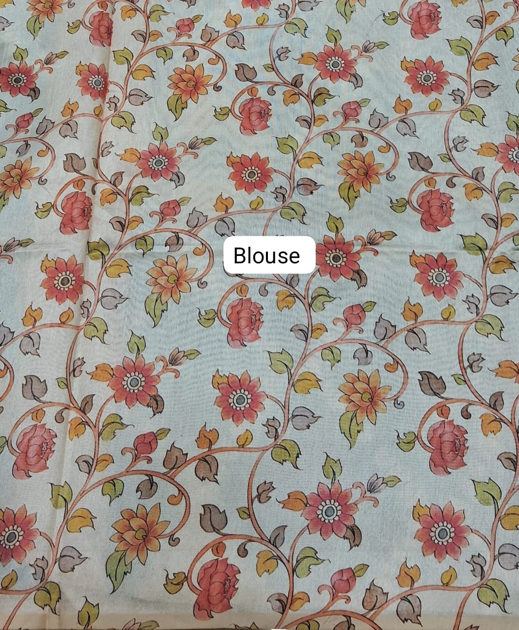 Ocean Blue and White Semi Tussar Saree  Blouse