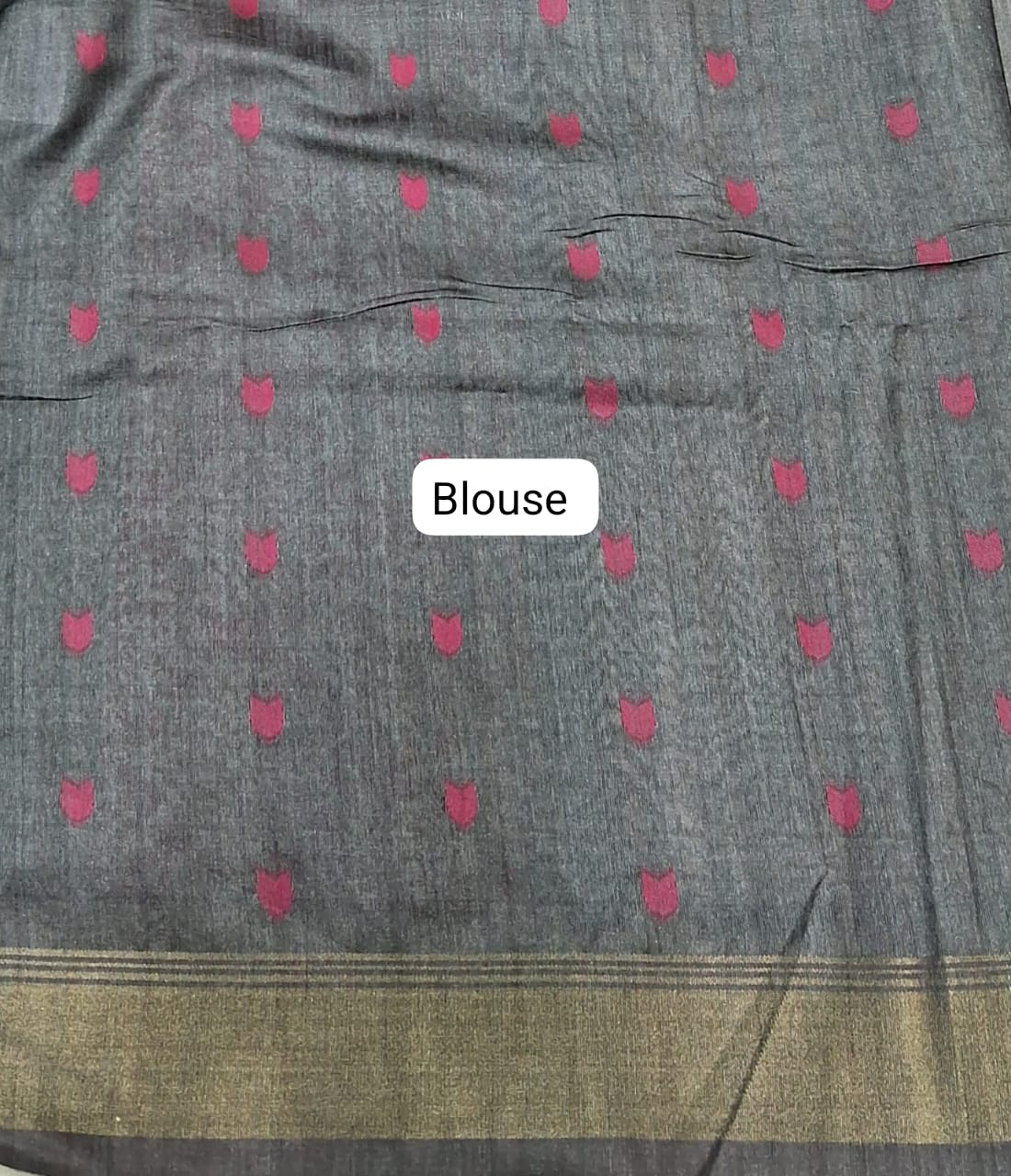 Elephant Grey Tussar Saree Blouse