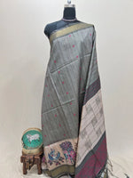 Elephant Grey Tussar Saree
