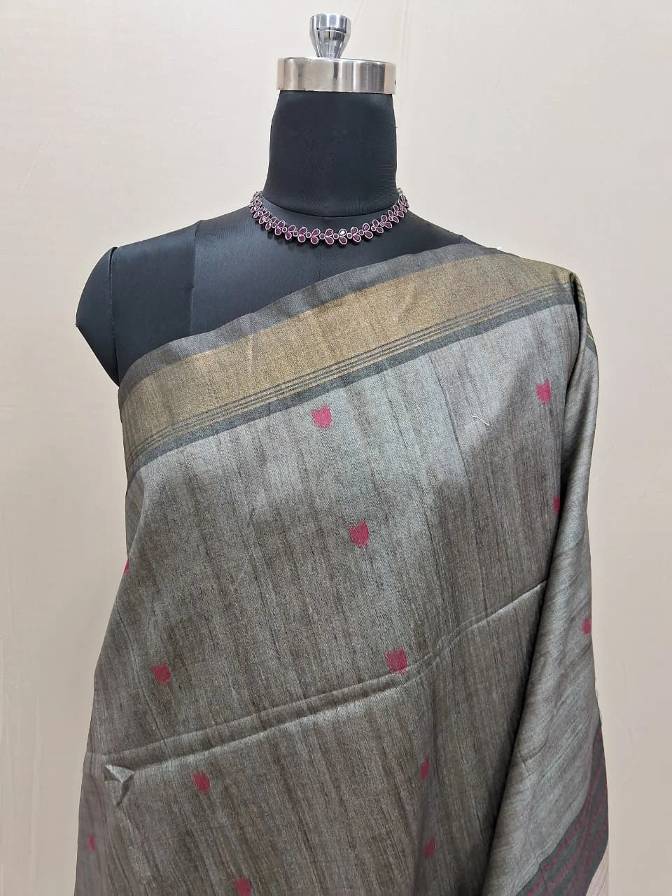 Elephant Grey Tussar Saree 