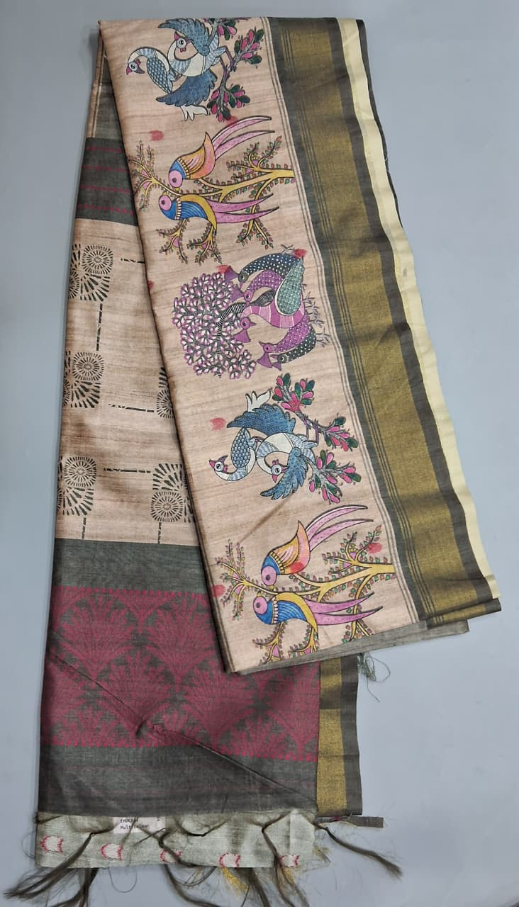 Elephant Grey Tussar Saree