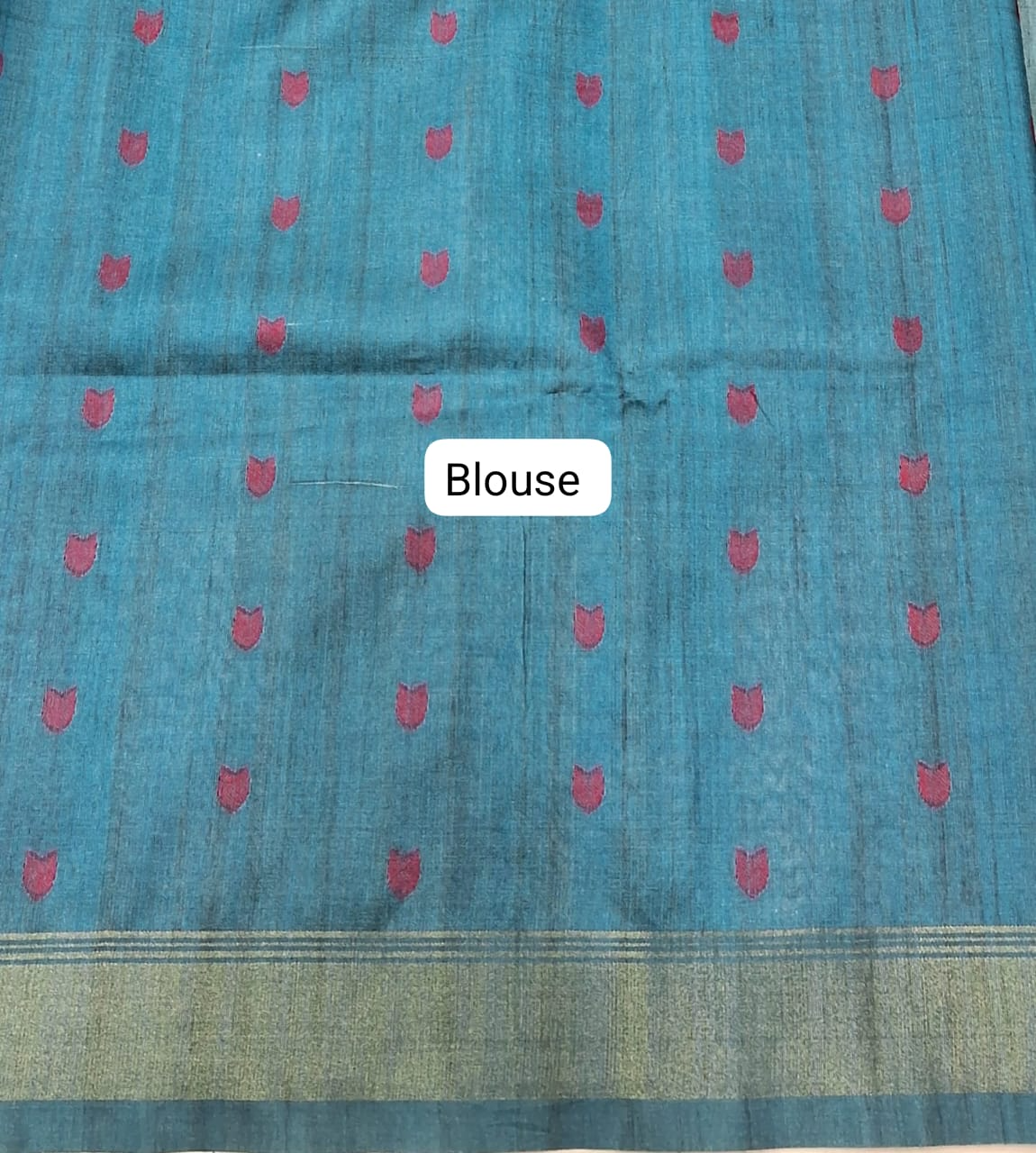 Aqua Blue Tussar Saree Blouse