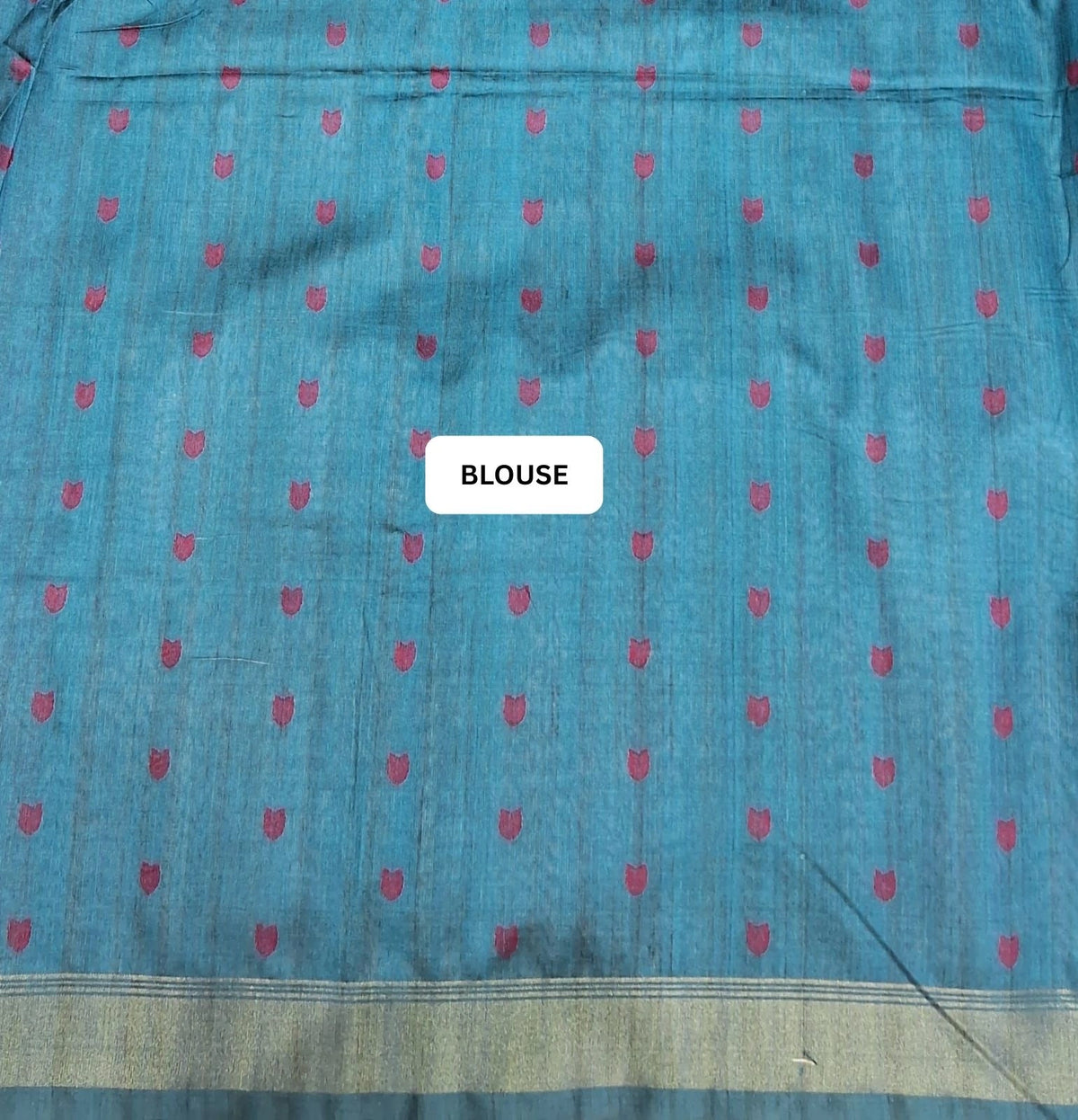 Premium Aqua Blue Tussar Saree blouse