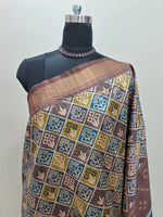Chocolate Brown Tussar saree 
