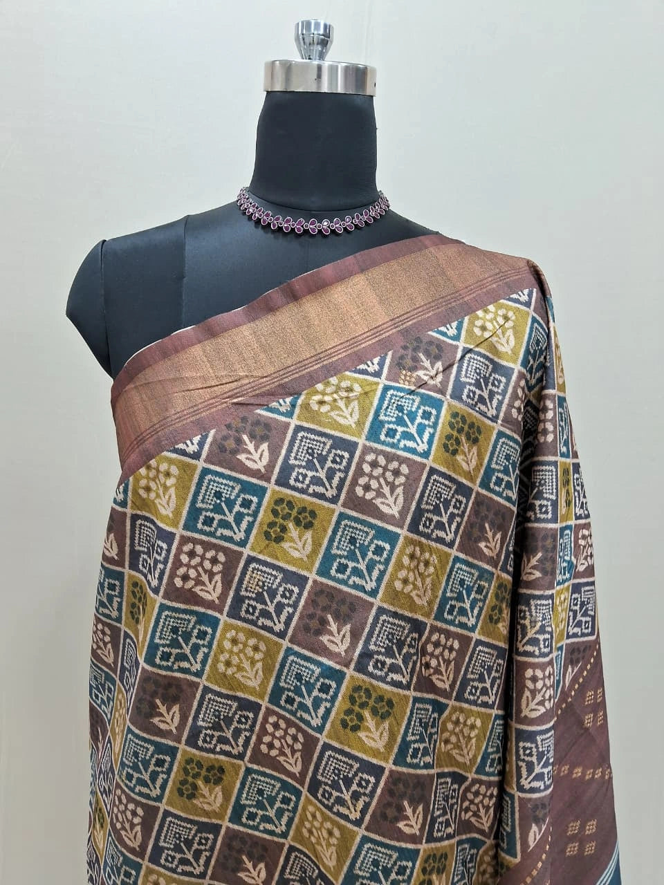 Chocolate Brown Tussar saree 