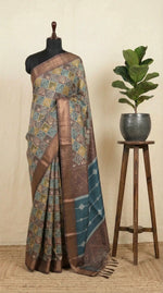 Chocolate Brown Tussar saree