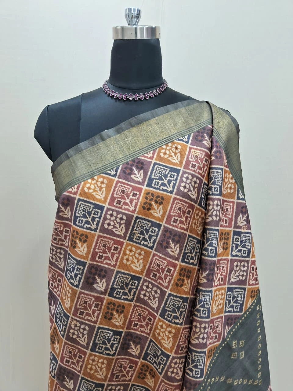 Bottle Green Tussar Saree 