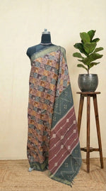 Bottle Green Tussar Saree
