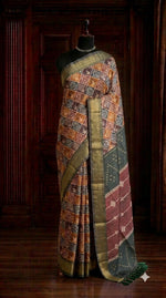 Bottle Green Tussar Saree