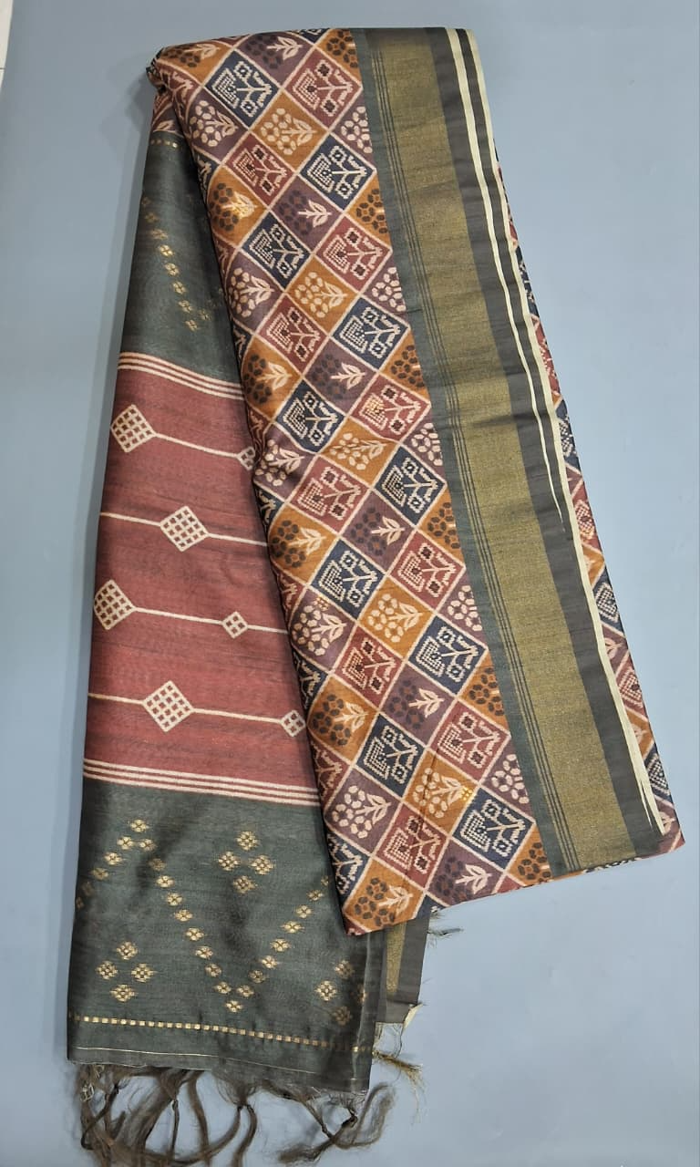 Bottle Green Tussar Saree