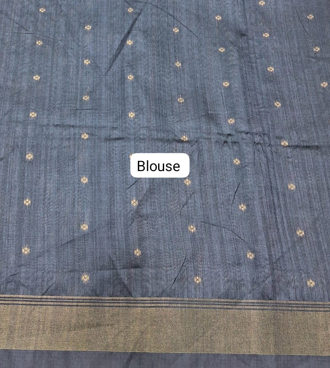 Beige Semi Tussar Saree Blouse