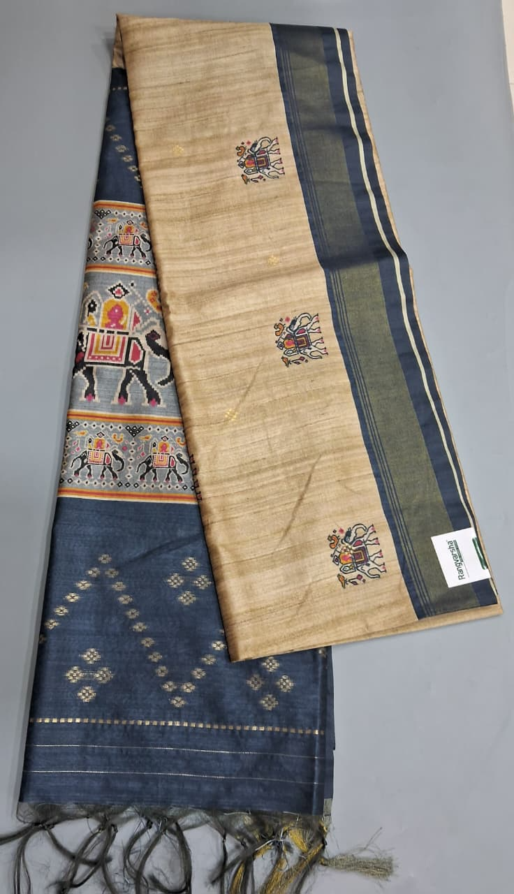 Beige Semi Tussar Saree
