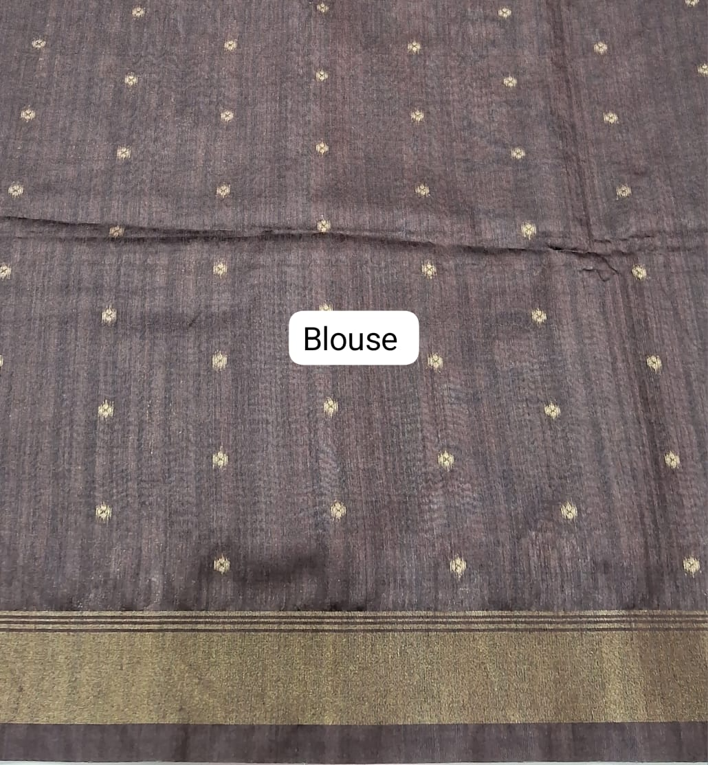 Pale Grey Semi Tussar Saree Blouse