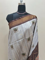 Pale Grey Semi Tussar Saree