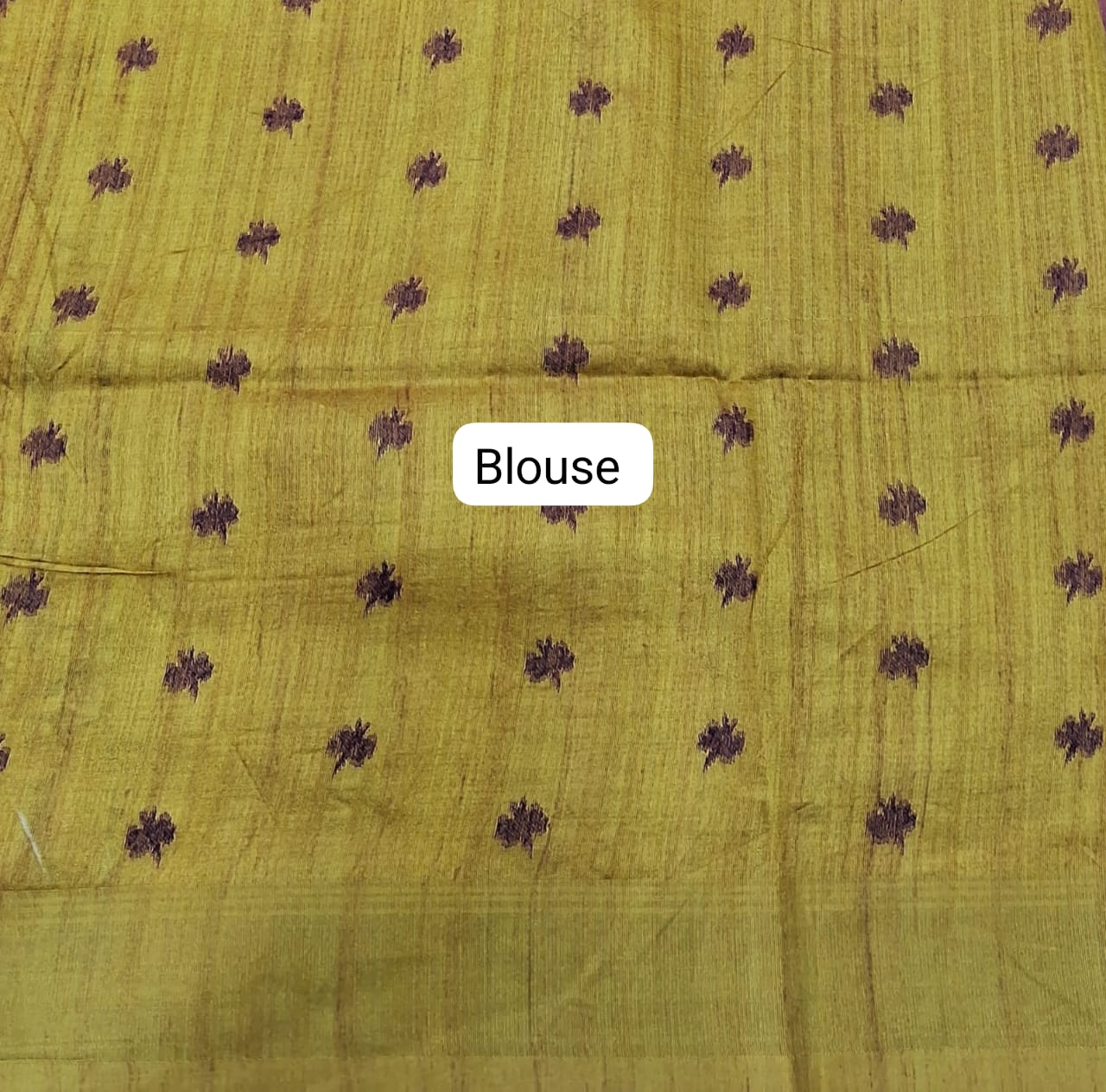 Dark Grey Printed Tussar Saree blouse