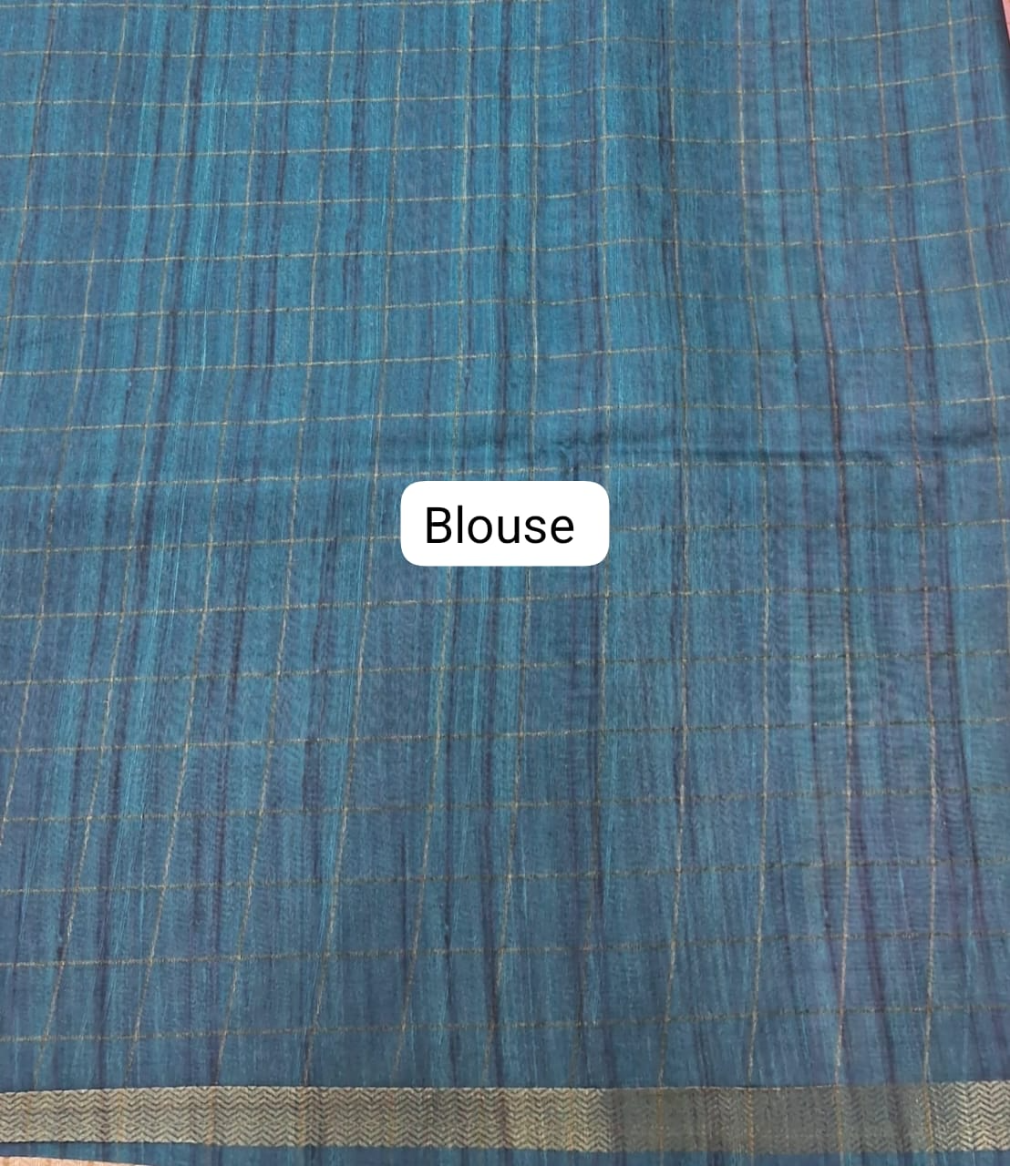 Lavender Zari Checked Tussar Saree blouse