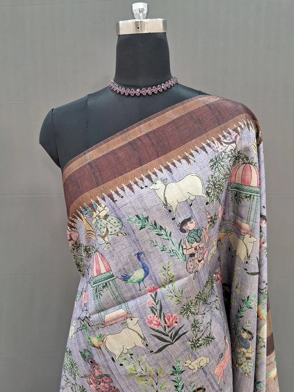 Grey semi Tussar saree 1