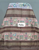 Grey semi Tussar saree pallu
