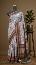 Grey semi Tussar saree
