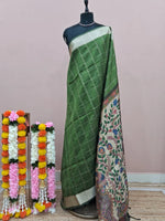 Green Printed Tussar Saree