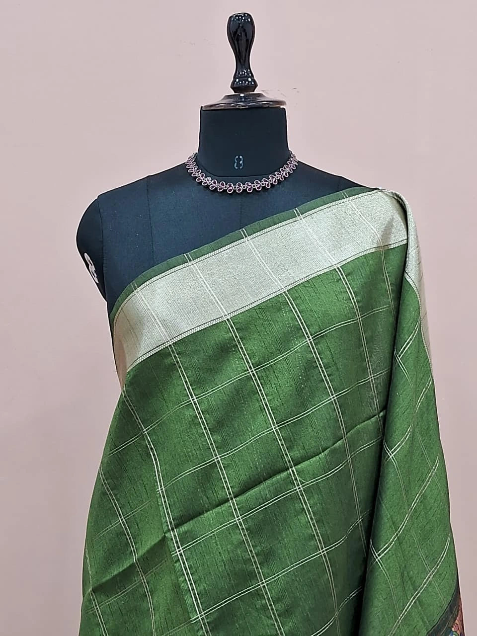 Green Printed Tussar Saree 1