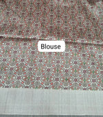 Green Printed Tussar Saree Blouse