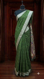 Green Printed Tussar Saree