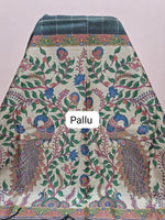 Black Printed Tussar Saree Pallu