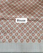 Smoky Blue Plain Printed Tussar Saree Blouse