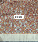 Dark Wine Printed Tussar Saree Blouse