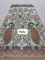Golden Brown Printed Tussar Saree Pallu