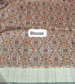 Golden Brown Printed Tussar Saree Blouse