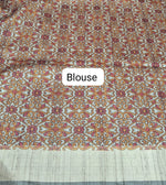 Charcoal Black Printed Tussar Saree Blouse