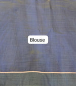 Royal Blue Printed Tussar Saree Blouse