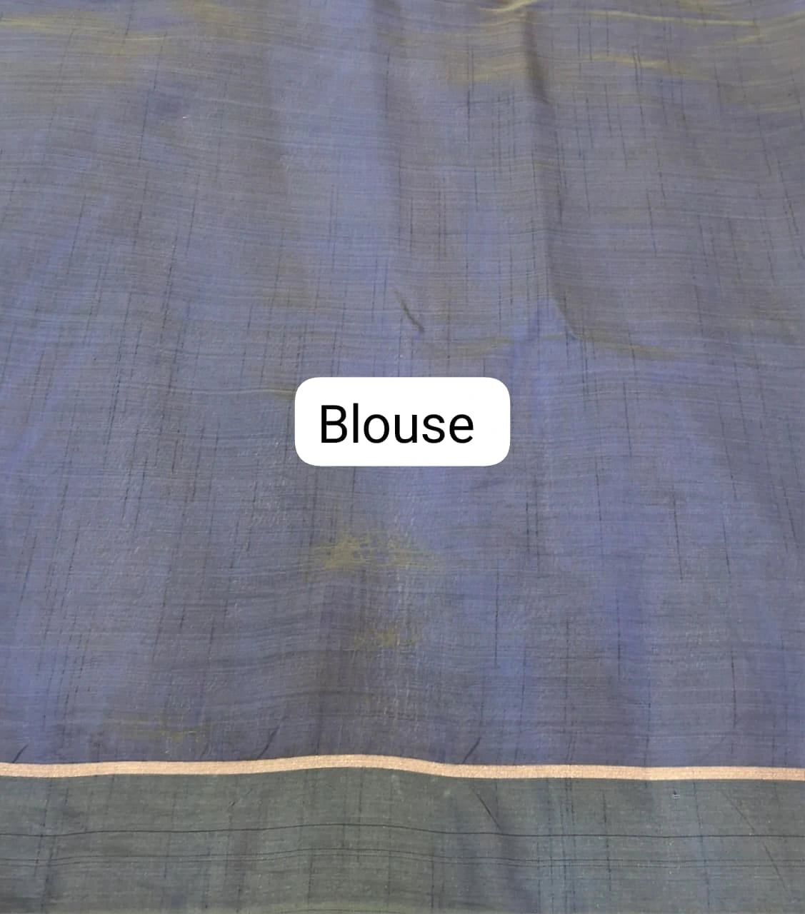Royal Blue Printed Tussar Saree Blouse