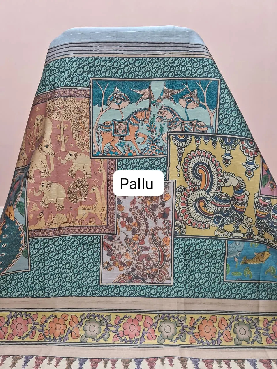 Metal Grey Tussar Saree Pallu