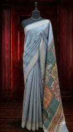 Metal Grey Tussar Saree