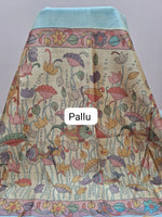 Light Blue Printed Tussar Saree  Pallu