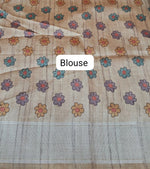 Light Blue Printed Tussar Saree  Blouse