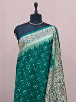 Rama Green Printed Tussar Saree 1