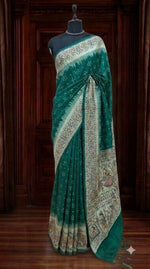 Rama Green Printed Tussar Saree