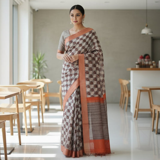 Grey Tussar Saree 