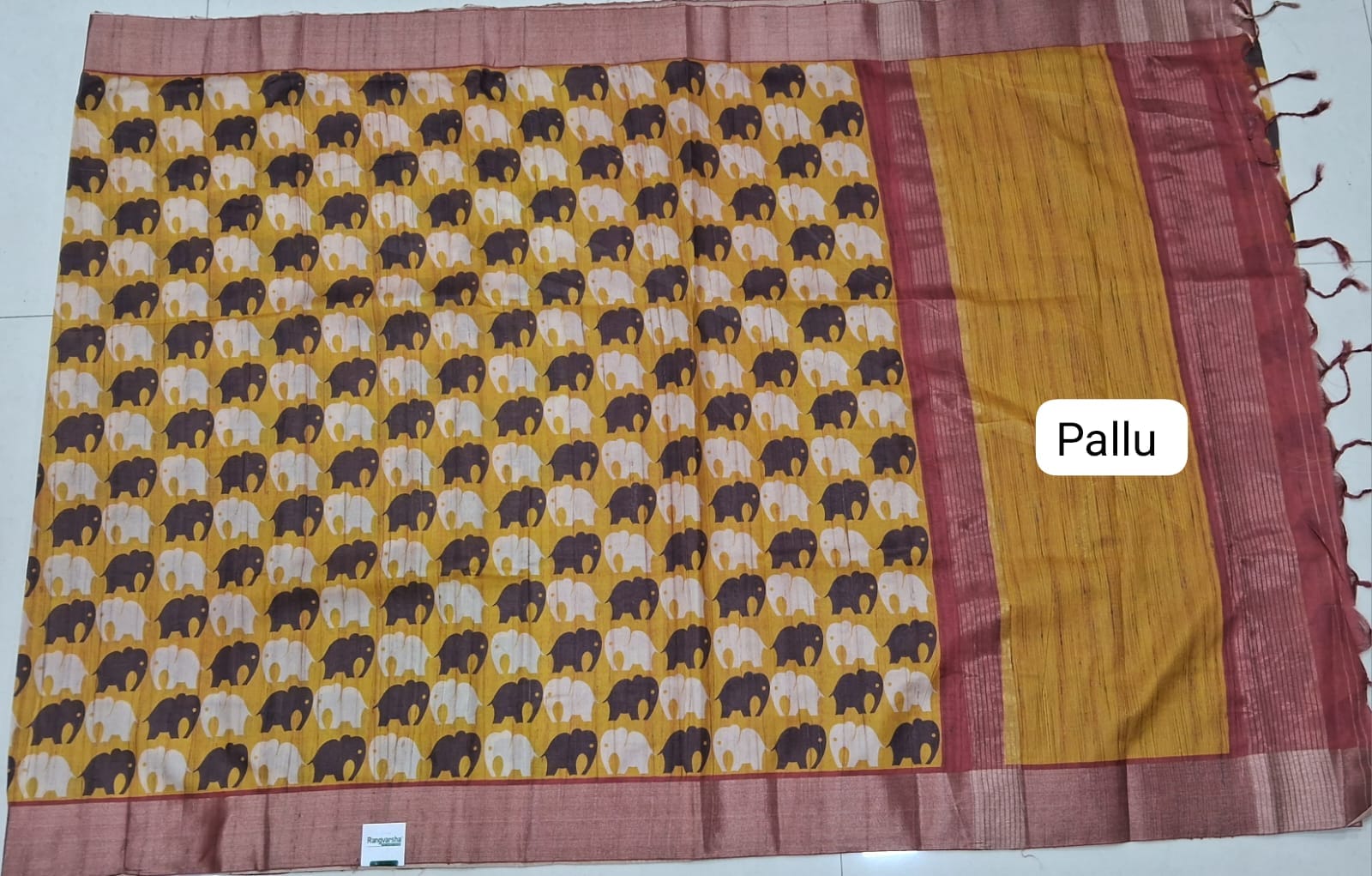 Yellow Tussar Saree Pallu