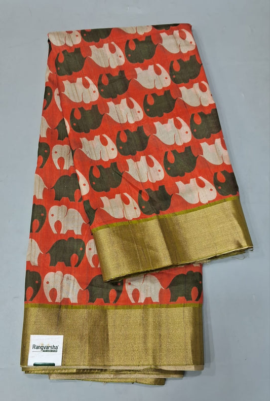 Orange Tussar Saree