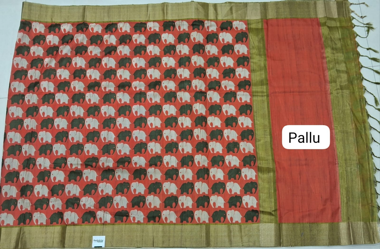 Yellow Tussar Saree Pallu