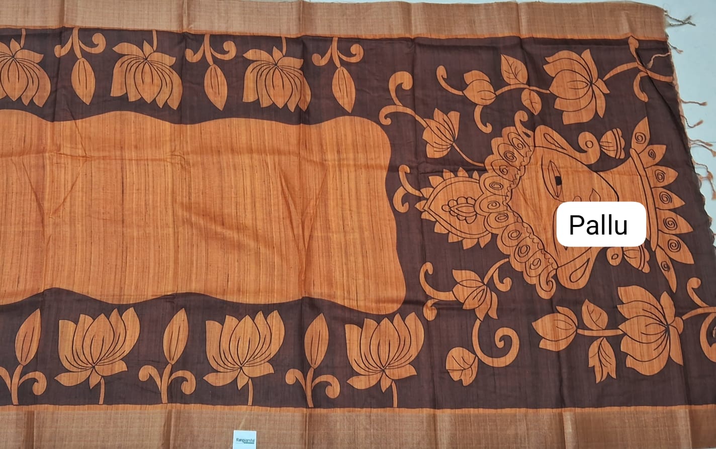 Light Orange Tussar Saree 