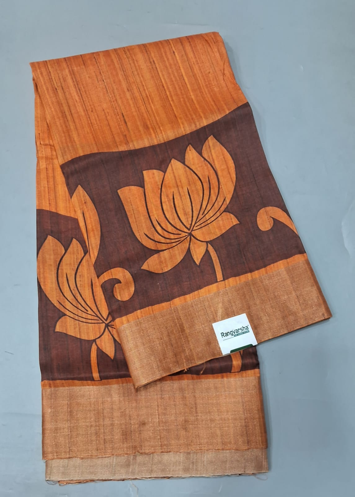 Light Orange Tussar Saree 