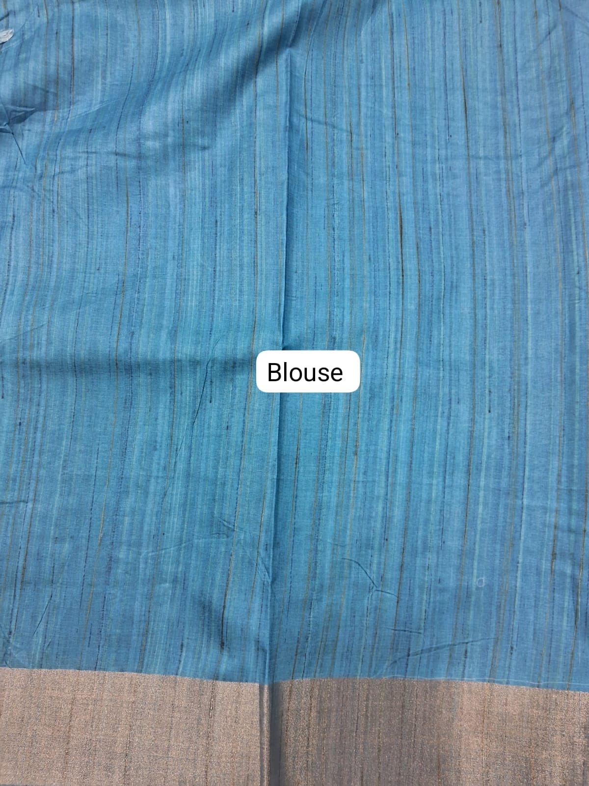 ky Blue Tussar Saree Blouse