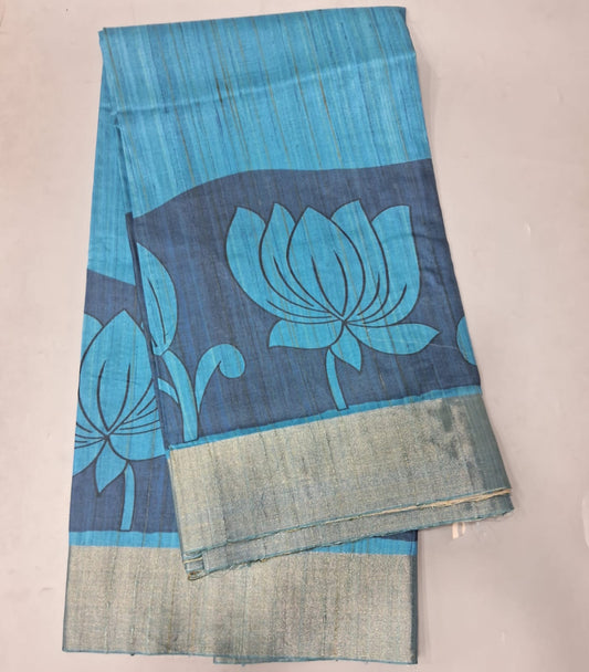 ky Blue Tussar Saree